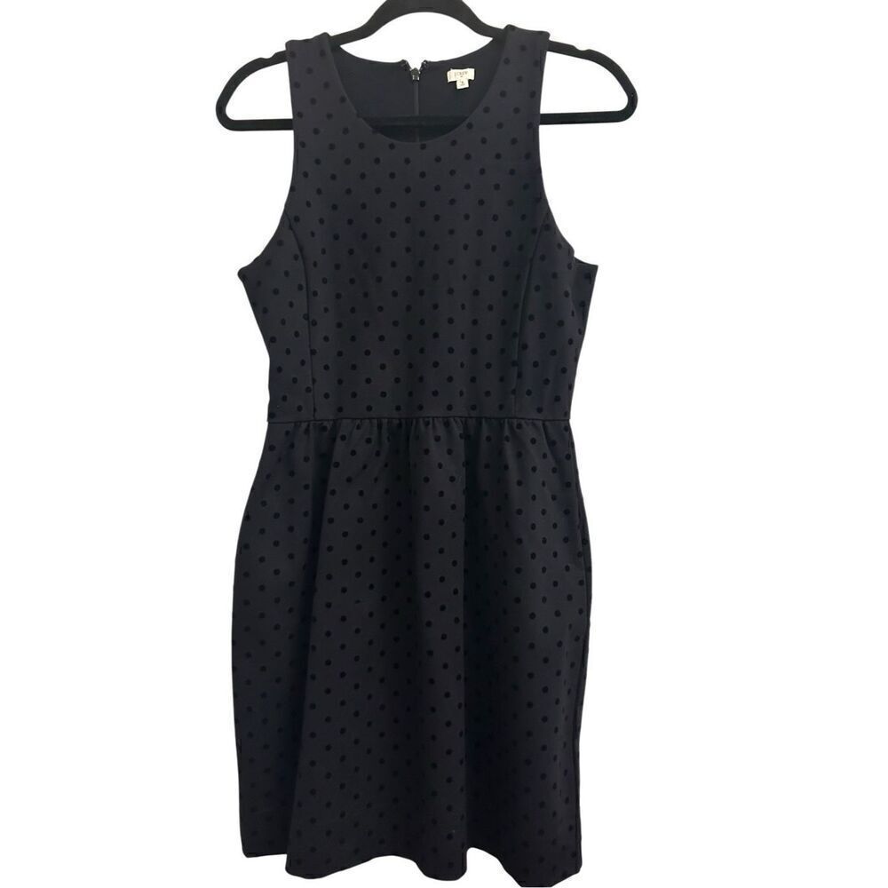 J. Crew women's mini dress with velvet flock polka dots size Small navy stretchy